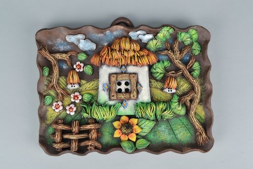 Piatto decorativo fatto a mano decorazione in ceramica pannello originale - MADEheart.com