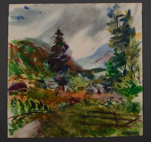 Tableau de montagne à laquarelle Haute montagne - MADEheart.com