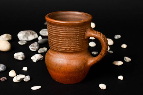 Tasse céramique faite main Mug original Vaisselle design 45 cl argile rouge - MADEheart.com