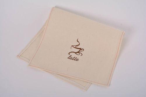 Grandes serviettes de table en tissu de demi-lin faites main beiges 3 pièces - MADEheart.com