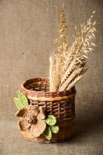 Handmade woven bread basket unusual interesting accessories lovely home decor - MADEheart.com