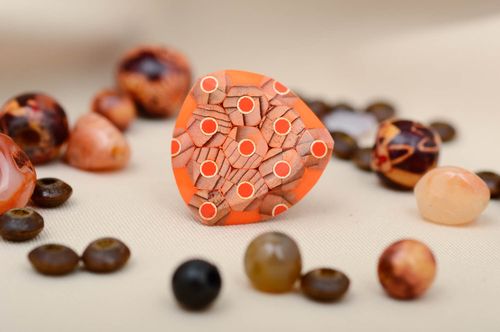 Anillo inusual hecho a amano color naranja regalo original accesorio de moda - MADEheart.com