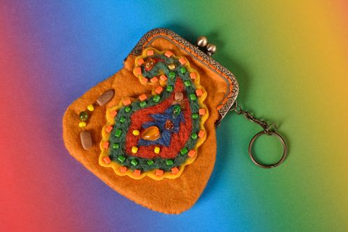 Filzwolle Tasche Geldbeutel Damen handmade Geldbörse Damen in Orange stilvoll - MADEheart.com