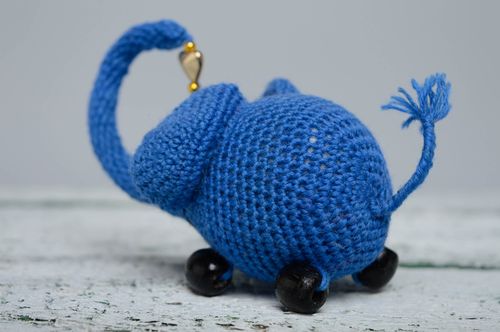 Soft crochet toy Blue Elephant - MADEheart.com