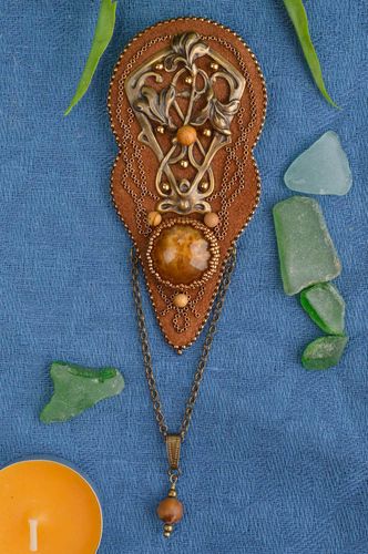 Metal brooch handmade beaded brooch vintage brooch stylish jewelry for women - MADEheart.com