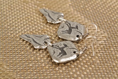 Long hypoallergenic metal earrings Deer - MADEheart.com