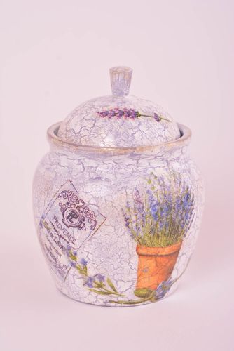 Handmade pot for bulk products wooden pot with lid kitchen decor interior decor - MADEheart.com