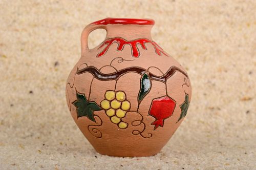 4 inches wide 12 oz ceramic wine pitcher with handle 0,5 lb - MADEheart.com