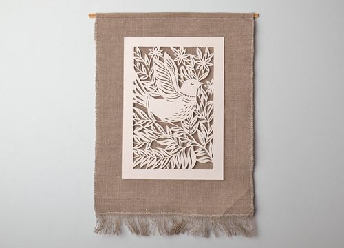 Paper cutting decoration on linen canvas - MADEheart.com