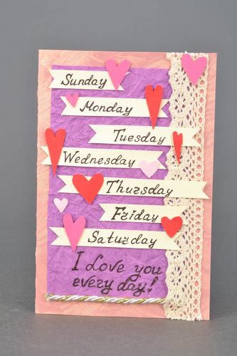 Поздравительная открытка для влюбленных Дни недели - MADEheart.com