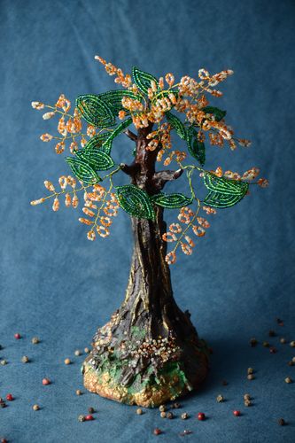 Handmade decorative tree on metal frame created of Japanese beads for table decor - MADEheart.com