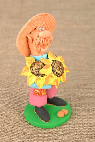 Ceramic figurine Cossack with Sunflower - MADEheart.com
