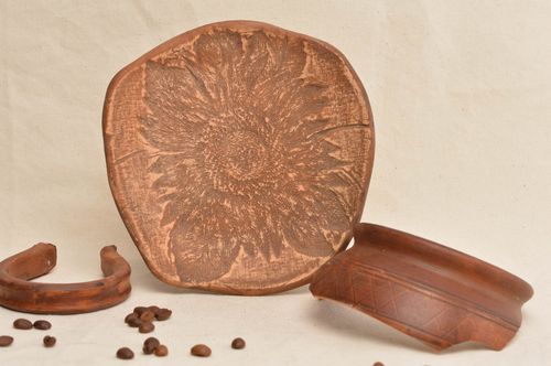 Unusual handmade ceramic plate molded clay dessert plate pottery tableware - MADEheart.com