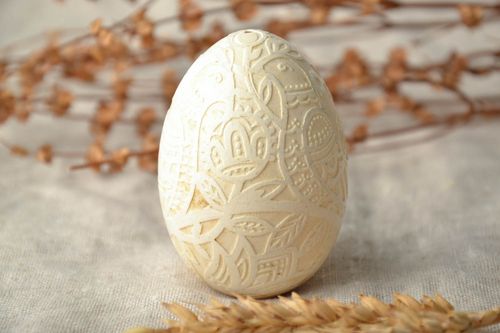 Oeuf de Pâques peint à la cire fait main pysanka avec motif original et insolite - MADEheart.com