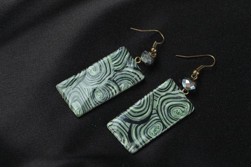 Brincos-rectangulares artesanais de argila de polímero - MADEheart.com
