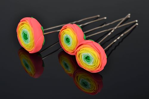 Ensemble dépingles à cheveux en pâte polymère  - MADEheart.com