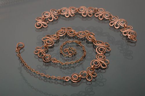 Wire wrap copper jewelry set of bracelet and necklace Spring Butterfly - MADEheart.com