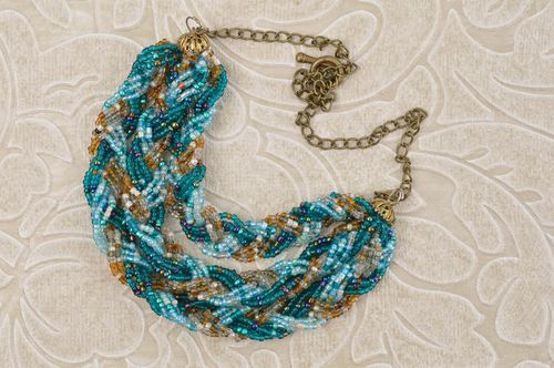 Handmade unusual blue necklace designer evening necklace elegant jewelry - MADEheart.com