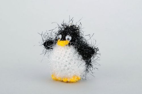 Crochet keychain with a rattle Penguin - MADEheart.com