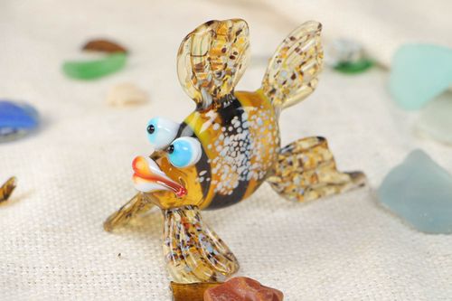 Unusual beautiful handmade lampwork glass figurine of fish - MADEheart.com