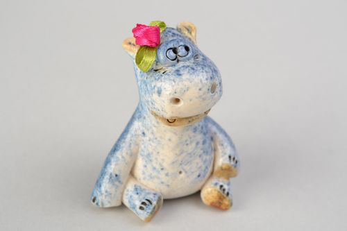 Figurine en céramique peinte de glaçure faite main décoration hippopotame - MADEheart.com