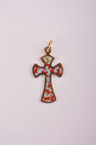 Крестик с камнями handmade подвеска на шею украшение из латуни красивый крестик - MADEheart.com