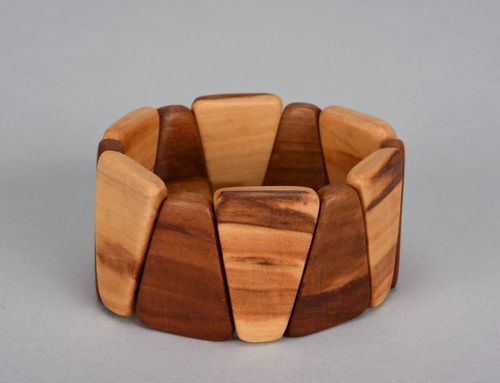 Wooden bracelet on elastic band Dark and Light - MADEheart.com