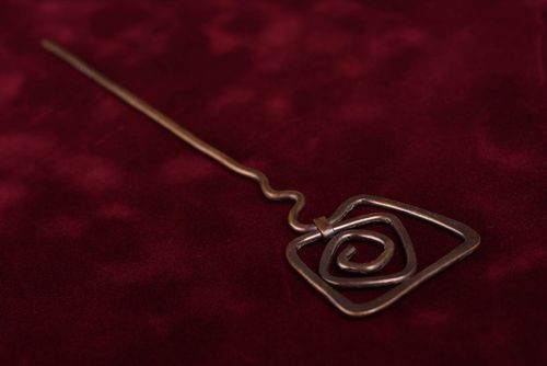 Handmade copper hair stick unusual designer hair pin metal hair accessory - MADEheart.com