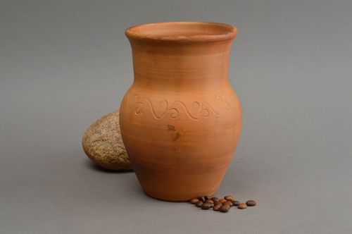 30 oz red clay village water jar great gift tableware table décor 7,5 inches, 1,3 lb - MADEheart.com