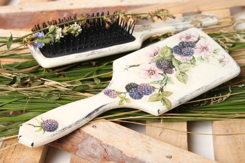 Wooden hairbrush designer handmade hairbrush decoupage goods gift for women - MADEheart.com