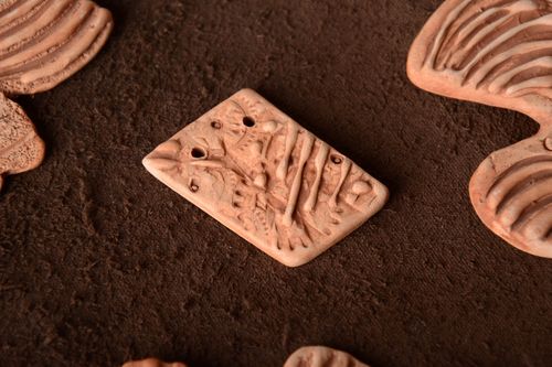 Unusual homemade DIY ceramic pendant craft blank for jewelry making - MADEheart.com