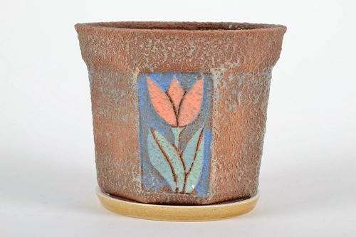 Octal flowerpot with painting - MADEheart.com
