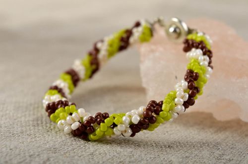 Stylish handmade beaded cord bracelet woven bead bracelet designs gifts for her - MADEheart.com