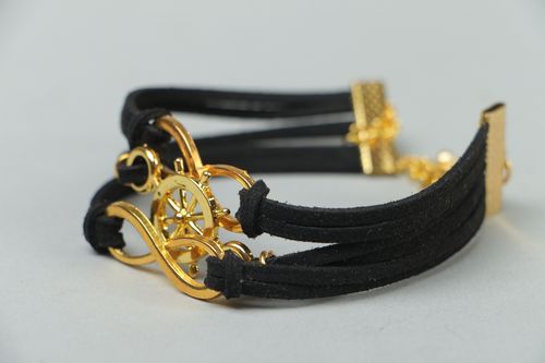 Wide suede wrist bracelet Far Journey - MADEheart.com