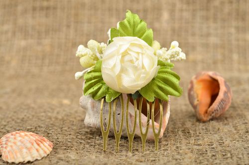 Handmade hair comb with flowers hair accessories with flowers gift for women - MADEheart.com
