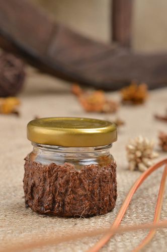 2 oz glass jar with lid covered with cellulose brown layer 0,13 lb - MADEheart.com