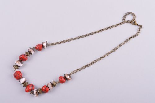 Collier en pierres naturelles Bijou fait main agate corail Accessoire femme - MADEheart.com