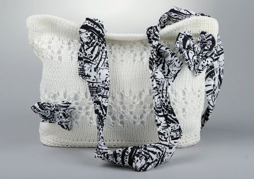 Knitted white bag - MADEheart.com