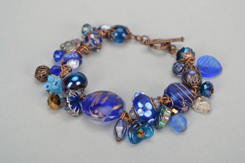 Bracelet en verre fait main Brillance bleue  - MADEheart.com