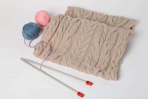 Bufanda snood hecha a mano accesorio para mujeres bufanda tejida color gris - MADEheart.com