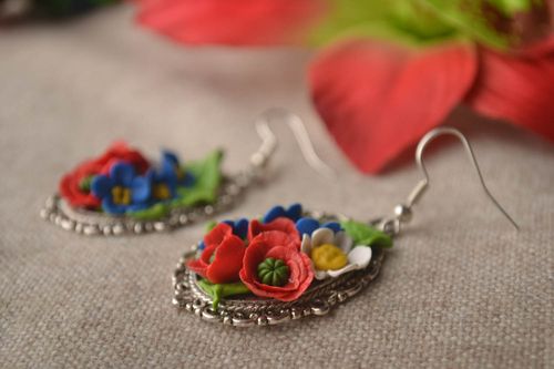 Unique bijouterie handmade cold porcelain earrings designer present for women - MADEheart.com