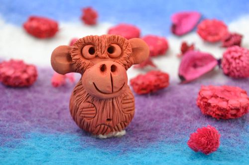 Collectible funny ceramic animal figurine of monkey for table decoration - MADEheart.com