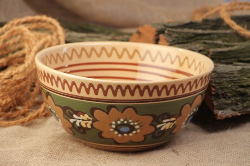 Bol de céramique grand peint de glaçure fait main pour salades 2 litres - MADEheart.com