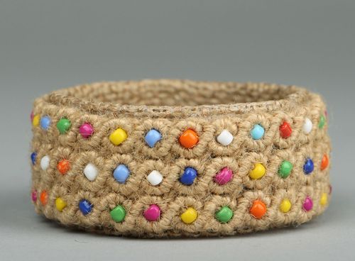 Braided bracelet with multi-colored beads - MADEheart.com
