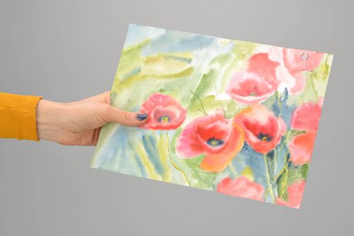 Watercolor painting Poppies - MADEheart.com