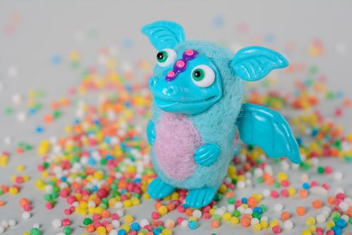 Miniature handmade decorative toy made of felted wool and polymer clay Dragon - MADEheart.com