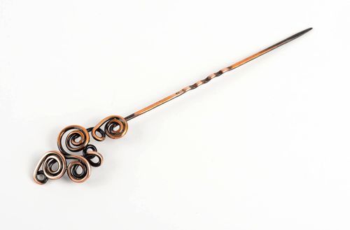 Handmade hair pin copper hair pin unusual hair accessory gift for women - MADEheart.com