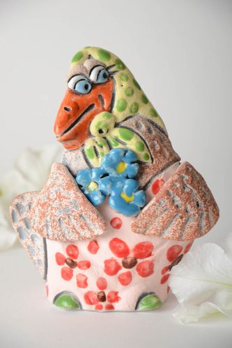 Tirelire fait main Figurine oiseau en argile pour enfant Cadeau original Pie - MADEheart.com