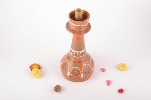 Candelero de cerámica hecho a mano en estilo étnico - MADEheart.com