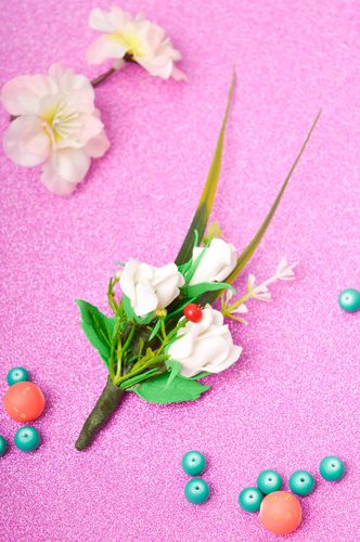 Broche faite main Boutonnière mariage design Accessoire mariage de créateur - MADEheart.com